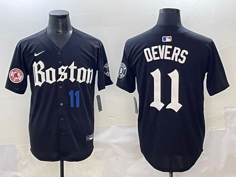 Men 2025 Boston Red Sox #11 Devers Black Five generations Joint Name Nike MLB Jersey style 16